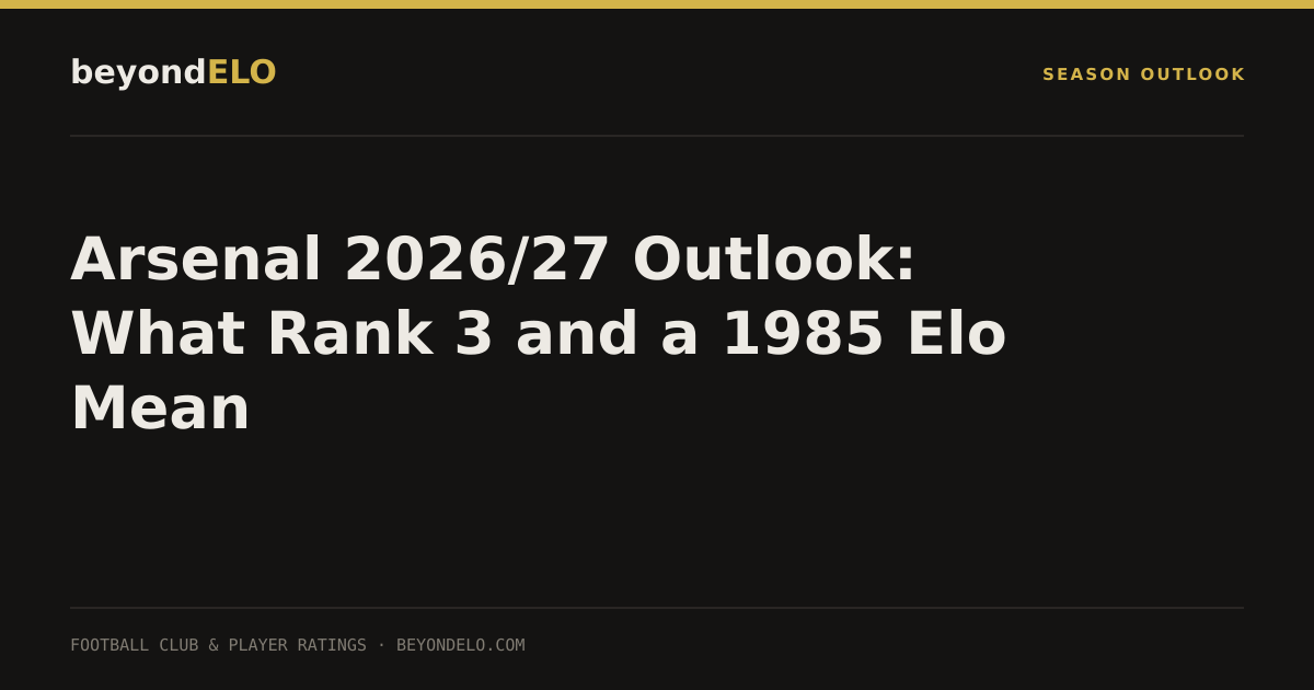 Arsenal 2026/27 Outlook: What Rank 3 and a 1985 Elo Mean