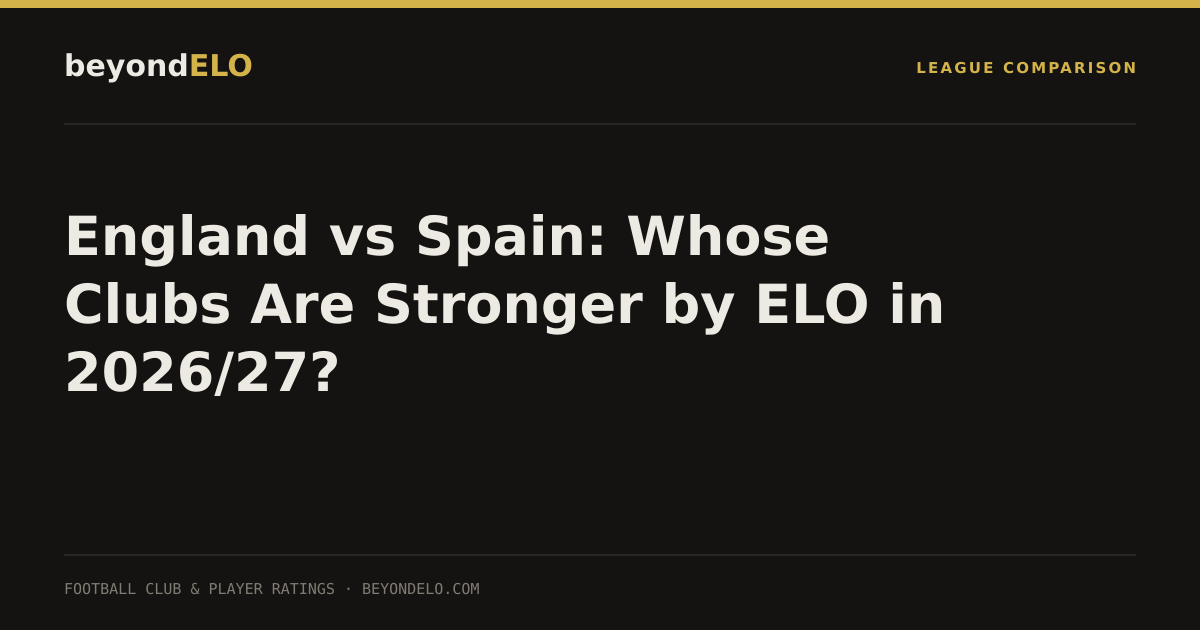 England vs Spain: Whose Clubs Are Stronger by ELO in 2026/27?